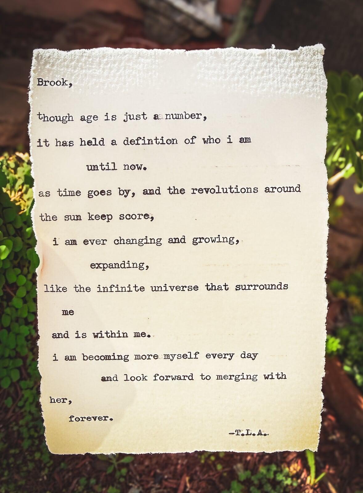 Custom Typewriter Poem from Live Event - By TL Amber