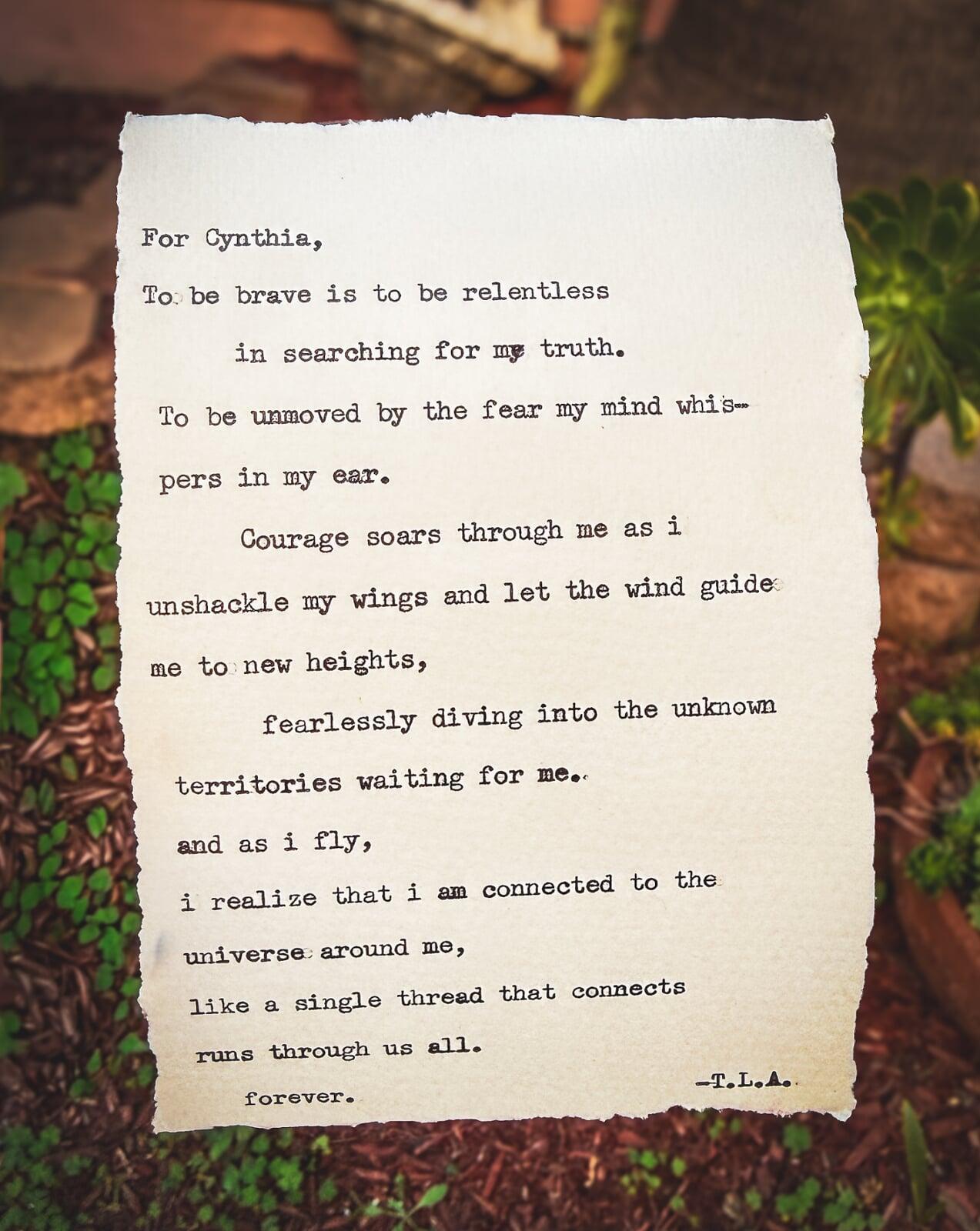 Custom Typewriter Poem from Live Event - By TL Amber